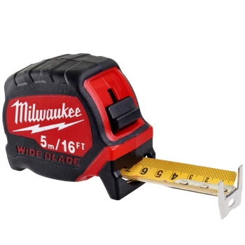 Image of Milwaukee Premium Wide Blade Tape Measure Imperial & Metric 16ft / 5m 32mm