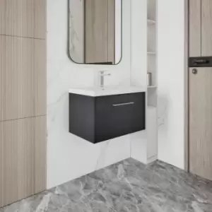 Image of Hudson Reed Juno Wall Hung 1-Drawer Vanity Unit with Basin 2 600mm Wide - Graphite Grey