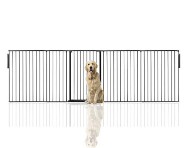 Image of Bettacare Premium Extra Tall Multi Panel Flexible Dog Barrier, Up To 344Cm Wide, Black, 105Cm Tall