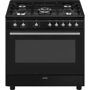 Image of Smeg Concert CX91GMBL Dual Fuel Range Cooker - Black - A Rated