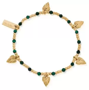 Image of ChloBo GBMFB3241 Leaf Heart Malachite Gold Plated Bracelet Jewellery