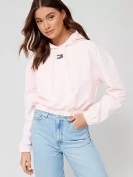 Image of Tommy Jeans Elasticated Hoodie - Pink, Size L, Women