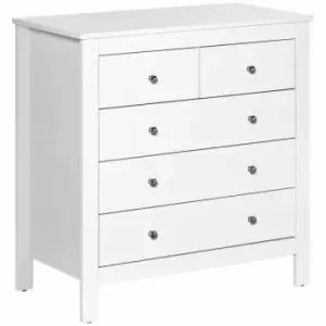 Image of HOMCOM Modern 5 Drawer Chest Of Drawers With Metal Handles White