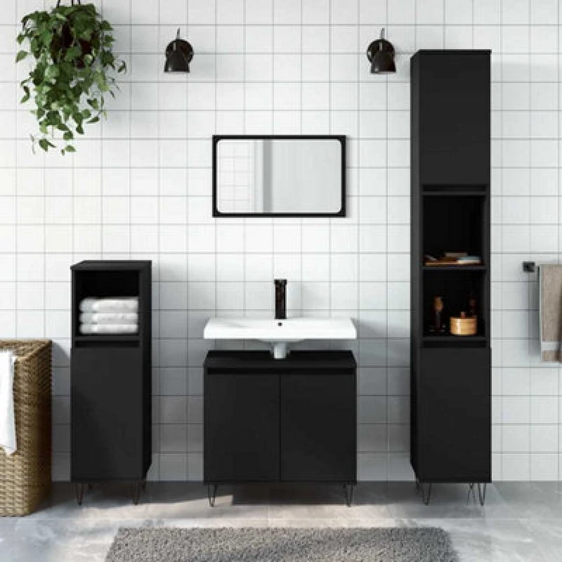 Image of VIDAXL Bathroom Cabinet Black 58x33x60cm Engineered Wood Vidaxl 8720845875923