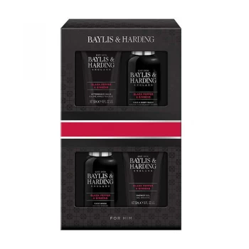 Image of Baylis & Harding Mens Black Pepper & Ginseng 4 Piece Box