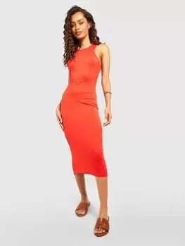 Image of Boohoo Racer Neck Maxi Dress - Orange, Size 16, Women