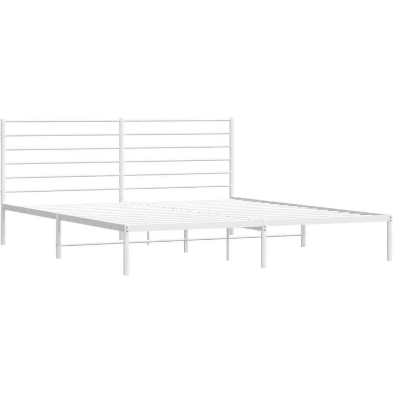 Image of JINLEFU Metal Bed Frame without Mattress with Headboard White 183x213cm vidaXL JRVDZX-352373_DE