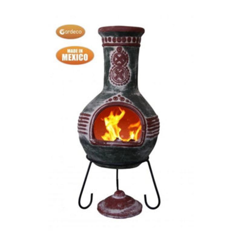 Image of Gardeco Azteca X-Large Mexican Chimenea In Green And Red