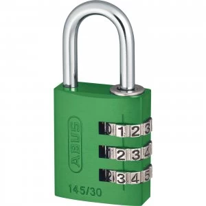 Image of Abus 145 Series Aluminium Combination Padlock 30mm Green Standard
