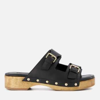 Image of Dune Womens Juniper Leather Clog Sandals - Black - UK 4