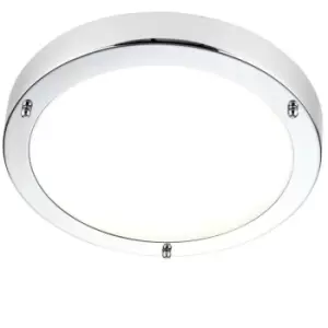 Image of Flush Bathroom Ceiling Light Chrome Glass IP44 Round LED Cool White Lamp Fitting