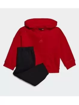 Image of Boys, adidas Fleece Tracksuit, Red, Size 2-3 Years
