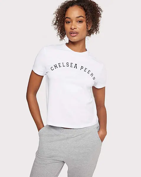 Image of Chelsea Peers Chelsea Peers Branded Cropped Top White Female 16 QV46404