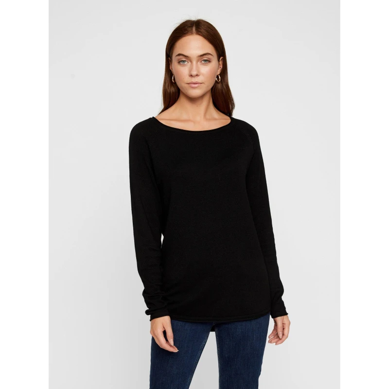 Image of Vero Moda Boat Neck Fine Knit Jumper - Black 8