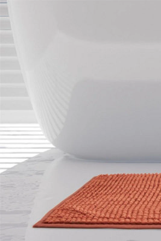 Image of EMMA BARCLAY Noodle Bath Mat Burnt Orange 45x75cm Non-Slip Chenille Mat - Emma Barclay NOO4575BTO