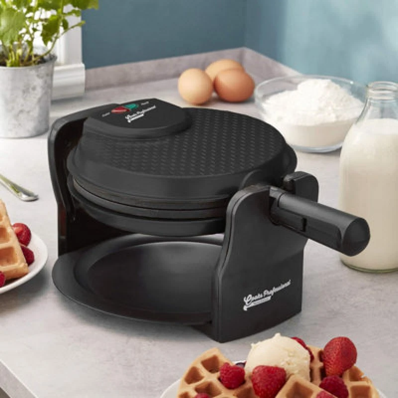 Image of Cooks Professional Belgian Waffle Maker Machine Rotary Electric Iron 920W Black unisex