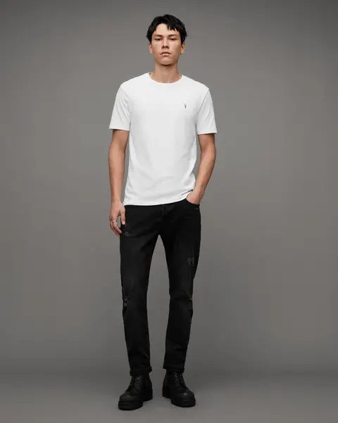 Image of AllSaints Mens Brace Tonic 3 Pack T-Shirts, White, Size: M