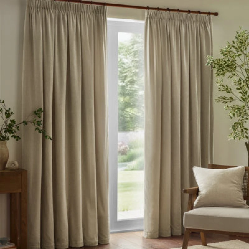 Image of Yard Heavy Chenille Velvet Ready Made Blockout Curtains Linen