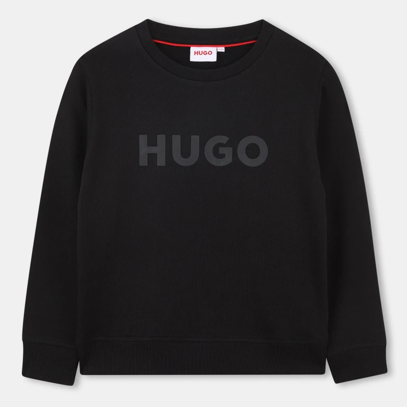 Image of Hugo Kids Logo Crew Sweatshirt Black 09B male 16Y