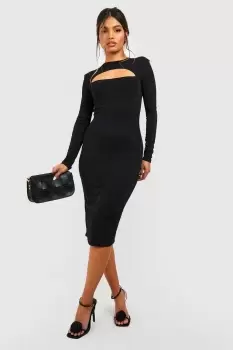 Image of Textured Slinky Cut Out Midi Dress