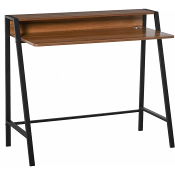 Image of Homcom - 2-Tier Storage Computer Workstation with Metal Frame Black Walnut