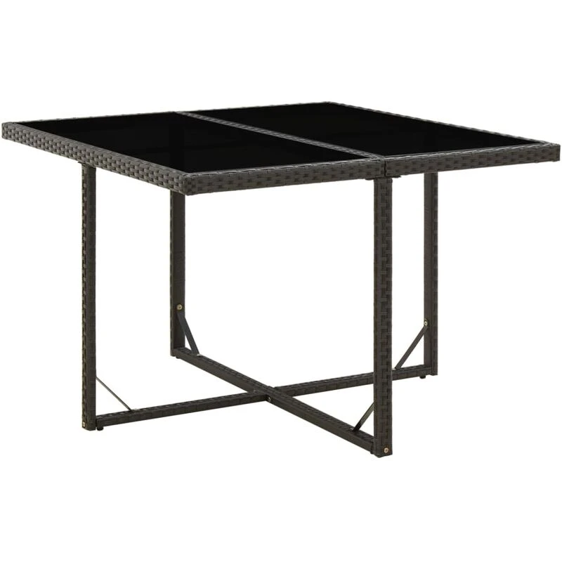 Image of VIDAXL Garden Table Black 109x107x74cm Poly Rattan and Glass Vidaxl 8720286666845