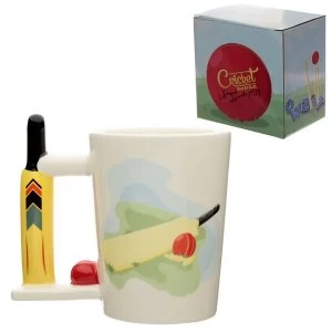 Image of Cricket Bat and Ball Ceramic Shaped Handle Mug