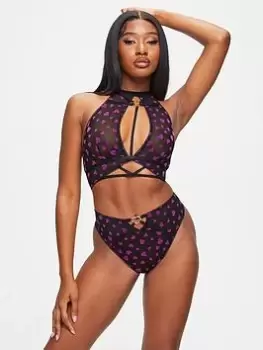 Image of Ann Summers Bodywear Love Letter Crotchless Set - Multi, Bright Red, Size L, Women