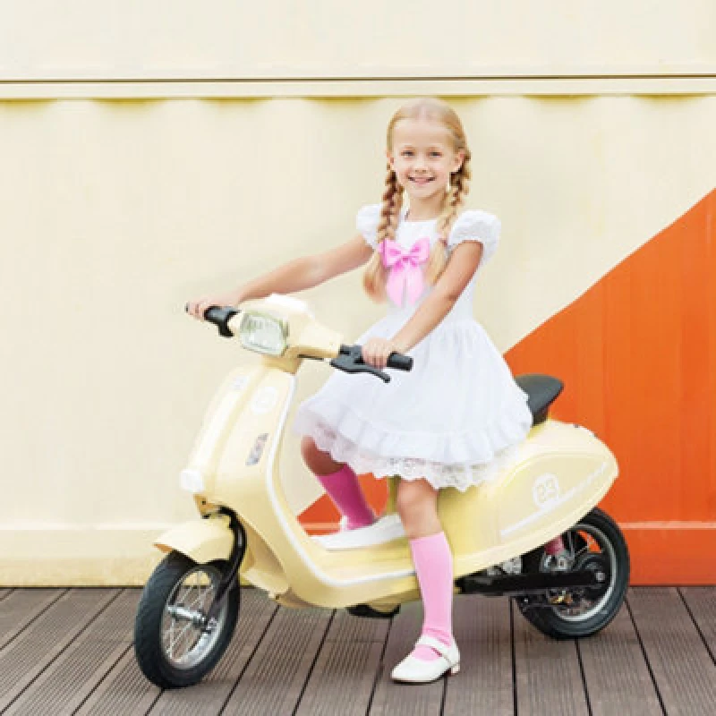 Image of AIYAPLAY 24V Battery Powered Ride on Motorcycle with Manual Throttle, Beige 370-394V70BG