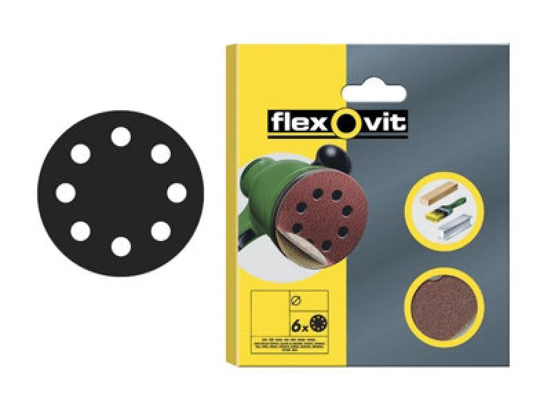 Image of Flexovit 78072764744 Hook & Loop Sanding Disc 115mm Medium 80G (Pack 6) Flv64744