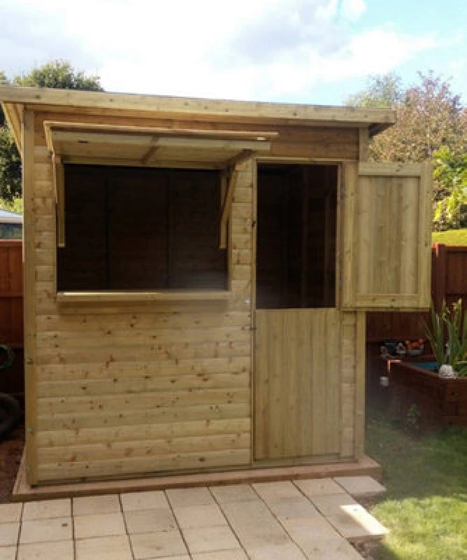 Image of Churnet Valley Garden Furniture Ltd 2.4M X 1.8M Pent Bar - Timber - L210 X W270 X H220 Cm - Minimal Assembly Required