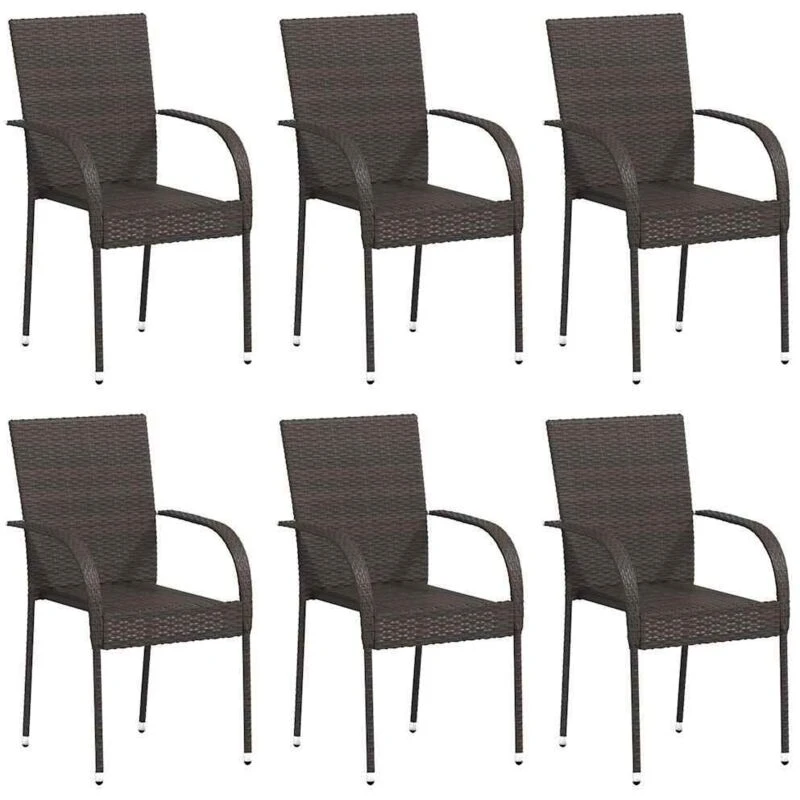 Image of VIDAXL Stackable Outdoor Chairs 6 pcs Poly Rattan Brown Vidaxl 8720286055076