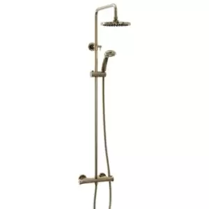 Image of Aquarius - Harik 2 Round Adjustable Thermostatic Shower & Kit Brushed Brass - Brushed Brass