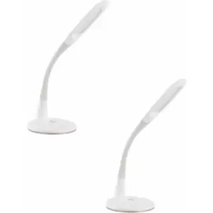 Image of 2 pack Table Desk Lamp Colour White Touch On/Off Dimming Bulb LED 3.7W Included