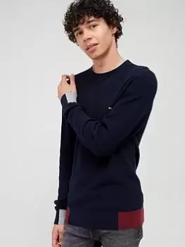 Image of Tommy Hilfiger Rwb Block Placement Knitted Jumper - Desert Sky Navy