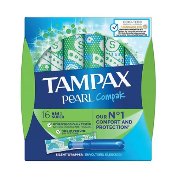 Image of Tampax Tampax Compak Pearl Super Applicator Tampons Boxed x16 (Pack of 4) C006299 C006299