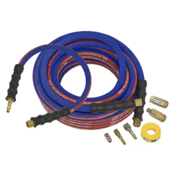 Image of Genuine SEALEY AHK02 Air Hose Kit Heavy-Duty 15mtr x Ø10mm with Connectors