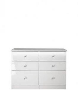 Image of Swift Lumiere Ready Assembled High Gloss 6 Drawer Midi Chest With Lights