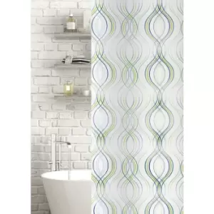 Image of Showerdrape - Fiesta Stripe Polyester Shower Curtain Green - Green