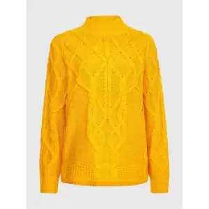 Image of Tommy Hilfiger Relaxed Cable Mock-Nk Sweater - Yellow