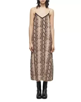 Image of The Kooples Silk Snake Print Slip Midi Dress