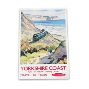 Image of British Railways Retro Advertising Yorkshire Coast Vintage Metal Sign