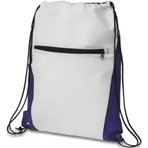 Image of Bullet Contrast Non Woven Drawstring Backpack (One Size) (White/Purple) - White/Purple