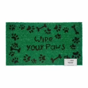 Image of HOMESCAPES Wipe Your Paws Coir Door Mat - Green