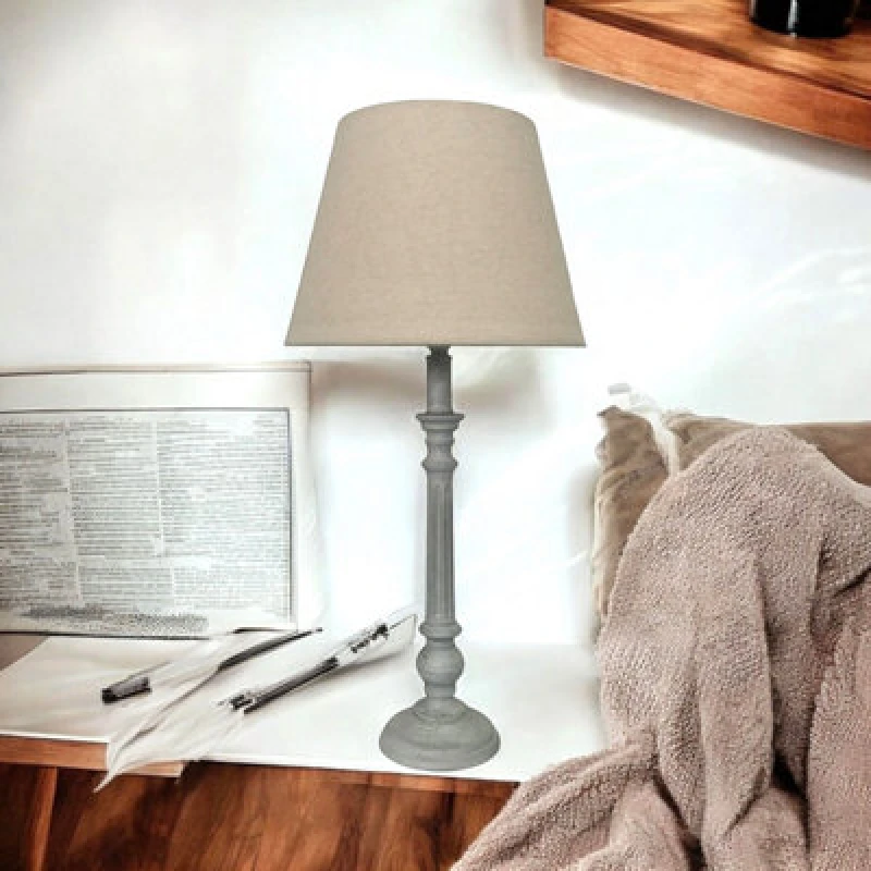 Image of Lamp and Shade - L12 x W12 x H54cm - Cream MinsterStylishLivingLtd7120