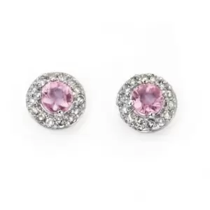 Image of Elements White Gold Pink Sapphire Diamond Cluster Stud Earrings GE892PZ475