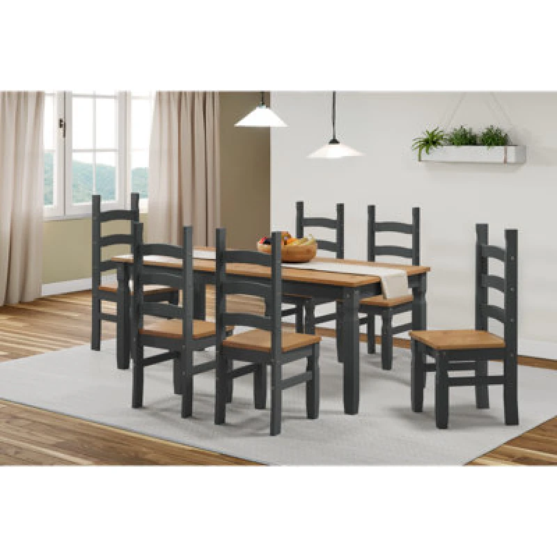 Image of Mercers Furniture Corona Charcoal 6'0" Dining Table & 6 Chairs