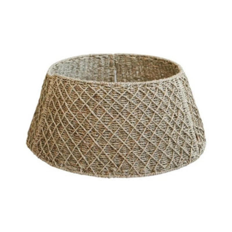 Image of Ivyline Round Foldable Diamond Wicker Tree Skirt - L60 X W60 X H26cm - Brown