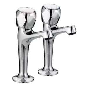 Image of Bristan Value Club High Neck Kitchen Taps With Metal Heads 150mm X 77mm Chrome -Vachnkcmt