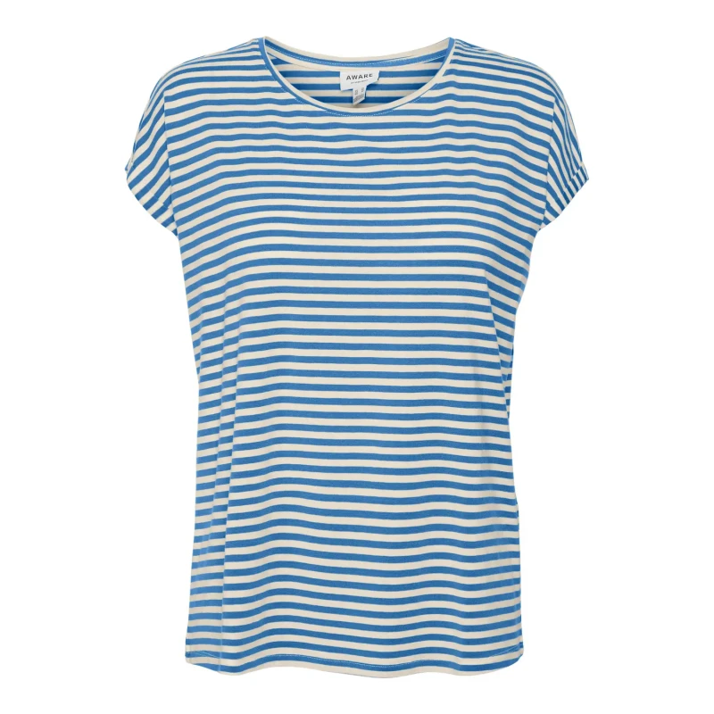 Image of Vero Moda Womens plain striped T-Shirt Vero Moda Ava Bleu Female M